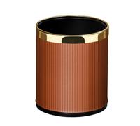 Poubelle de luxe en métal à double couche, ouverte sur le dessus, en similicuir, décoration moderne for chambre, cuisine, salle d'eau, hôtel, entreprise(Orange,14L)
