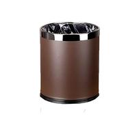 Poubelle de luxe en métal - Ronde - Avec couvercle en cuir - Double couche - Idéale pour poser sur le bureau coffee w/ gold ring