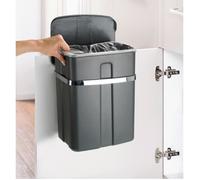 Poubelle de porte, poubelle à suspendre, 12L, gris