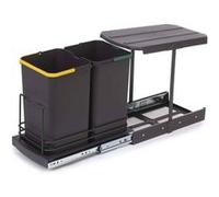 Emuca Poubelle de recyclage Recycle pour cuisine, 2 x 12 L, fixation au fond et extraction manuelle