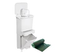 Poubelle de recyclage à tri sélectif avec pédale, roues et poignée à triple compartiment de 42 l (24 L + 4 L + 14 L). Sacs poubelle inclus