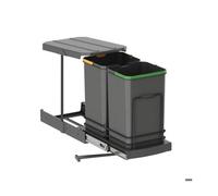 Poubelle de recyclage - EMUCA - 2 x 12 L - Fixation au fond et extraction manuelle