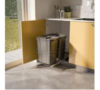 Poubelle de recyclage - EMUCA - 2 x 35 L - Fixation par le bas - Extraction manuelle - Blanc