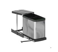Poubelle de recyclage - EMUCA - Recycle Inox - 2 x 12 L - fixation au sol et extraction manuelle