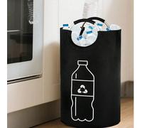 Poubelle de recyclage et panier à linge pliable à grande capacité polyvalente, conception cylindrique sans électricité, construction pliable et pliable, matériau en canevas durable, ouverture supérieu