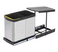 Poubelle de recyclage extraction manuelle 2 bacs 12 litres Recycle Acier inoxydable G