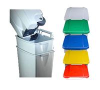 Poubelle de recyclage mobile à pédale - 60 l - 490 x 380 x 700 mm - Couvercle jaune - 1 poubelle