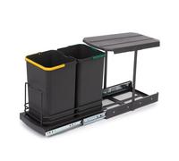 Poubelle de recyclage pour cuisine - 2x12 L - plastique - fixation au fond EMUCA