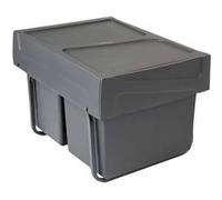 Emuca Bac de tri sélectif Recycle – montage inférieur, extraction manuelle – 2x15L Plastique gris