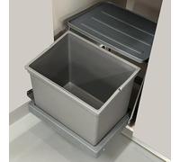 Poubelle de recyclage pour meuble de cuisine,poubelle coulissante,fond fixe,adaptée aux meubles bas de cuisine,2 * 7L/1 * 16L,avec couvercle,avec glissière tampon,poubelle de cuisine,grise 1,Right