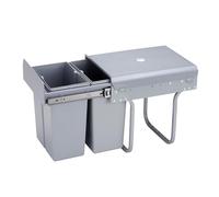 Poubelle de recyclage pour meuble de cuisine, poubelles sous évier 2 x 8 l, fixation inférieure et retrait manuel, bacs amovibles, avec couvercle
