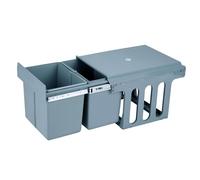 Poubelle de recyclage pour meuble de cuisine, poubelles sous évier 2 x 8 l, fixation inférieure et retrait manuel, bacs amovibles, avec couvercle