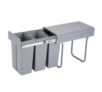 Poubelle de recyclage pour meuble de cuisine, poubelles sous évier 3 x 10 l, fixation inférieure et retrait manuel, bacs amovibles, avec couvercle