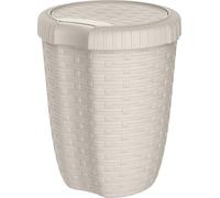 Poubelle de salle de bain 27 L - Coloris Beige - Aspect osier tressé - Diam. 34 × 47 cm - Couvercle basculant - Fabriquée en Italie - M home by Mazzei Mondex