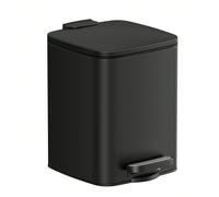 Poubelle de Salle de Bain, Corbeille à Déchets à Pédale avec Couvercle, 6 L, pour les Petits Espaces, Fermeture en Douceur, en Acier, Noir [Solution pour économiser l'espace] Avec un profil compact me