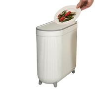 Poubelle de salle de bain - Couvercle papier toilette, poubelle de toilette, petit chien de litière, résistant au toucher, pour chambre à coucher, salle de bain, cuisine, bureau, toilettes - Blanc |