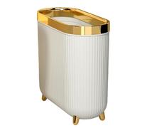 Poubelle de salle de bain - Couvercle papier toilette, poubelle de toilette, petit chien de litière, résistant au toucher, pour chambre à coucher, salle de bain, cuisine, bureau, toilettes - Blanc |
