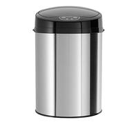 ECHTWERK Poubelle de Bureau/Salle de Bain/cosmétique, Poubelle avec capteur, Poubelle électrique, capteur de Mouvement Infrarouge, touchless, Corps en INOX, Couvercle Noir, capacité 9 litres, INOX