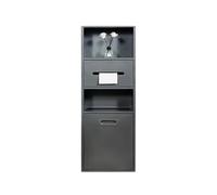 Poubelle de salle de bain encastrée étanche en acier inoxydable avec poubelle intégrée pour cuisine, salon, chambre à coucher (gris, 860 x 300 x 140 mm)