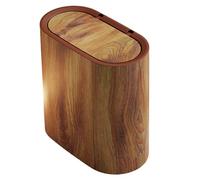 Poubelle de salle de bain étroite, poubelle mince étanche et anti-odeur avec couvercle, corbeille à déchets en plastique à grain bois pour cuisine, chambre coucher, bureau, salle bain étroite