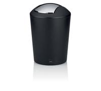 kela Seau à cosmétique noir 1,7l, mini poubelle de salle de bain avec couvercle basculant, plastique, MARTA, petite poubelle de table noire mate