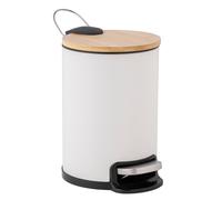 Douceur d'Intérieur – Poubelle de salle de bain Mobelle – 3 L – métal uni et bambou – blanc