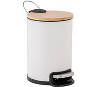 Douceur d'Intérieur – Poubelle de salle de bain Mobelle – 3 L – métal uni et bambou – blanc