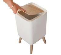 Poubelle de salle de bain, poubelle de bureau, poubelle de salle de bain à air étanche 10L avec couvercle de presse, poubelle à litière en plastique carré avec des jambes hautes détachables pour la c