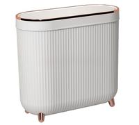 Poubelle de salle de bain, poubelle de la salle de bain avec couvercle de presse, panier à déchets étroits, poubelle en plastique de 3,2 gallons pour chambre, salon, toilettes, bureau, cuisine - blan