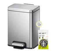 Poubelle de salle de bain rectangulaire EKO Madison 6 L / 1,6 gal avec couvercle et panier int rieur amovible, petite poubelle p dale en acier