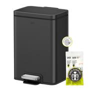 Poubelle de salle de bain rectangulaire EKO Madison noir mat 6 L / 1,6 gal avec couvercle et panier int rieur amovible, petite poubelle p dale