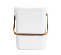 Kitchen Move – Poubelle de table BODEN 5 L en plastique recyclé Blanc avec poignée en bambou