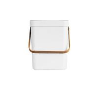 Kitchen Move – Poubelle de table BODEN 5 L en plastique recyclé Blanc avec poignée en bambou