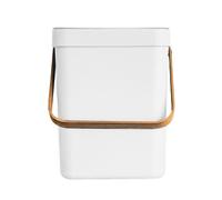 Kitchen Move – Poubelle de table BODEN 5 L en plastique recyclé Blanc avec poignée en bambou