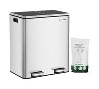 Poubelle de tri 2 bacs de 30L à pédale gris argenté Calicosy