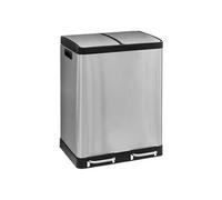 5Five - Poubelle de Tri Sélectif Double Compartiment Ariane - 2x30L en Acier Inoxydable - Seaux amovibles - Large Pédale en Métal, Fermeture Silencieuse, Poignées et Fixation pour Sac Poubelle