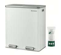 Poubelle de tri, 2 X 30l, avec 15 Sacs Poubelles, 2 Seaux en plastique, Blanc et Argent