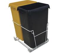 Poubelle de tri 2x23L encastrable sous évier Noir/jaune