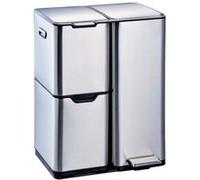 Poubelle de cuisine à pédale tri sélectif recyclage 60L(13+17+30L) HAJA en acier Inox avec seau