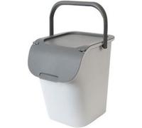 EDA Poubelle de tri 40 L – Couvercle, grande ouverture, superposable et emboîtable – Gris Béton