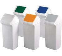 Poubelle de tri 40l H747xL320xP366mm blanc jaune avec couvercle DURABLE