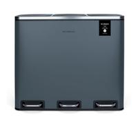 Les Collectors Poubelle de tri à pédale N°984 – Acier inoxydable 3×18L (54L) Gris bleuté