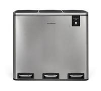 Les Collectors-Poubelle de tri à pédale N°982, Acier inoxydable, Triple compartiment de 18L, Sac compatible 30L, Tri sélectif, Seaux amovibles, Résistante, Pratique, Fermeture silencieuse, Inox