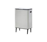 Poubelle de tri anti traces sur pieds - 60L + 5L - Inox - 2 bacs - DRAVIK