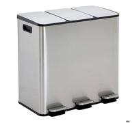 Paris Prix Poubelle de tri Ariane – 3 bacs métal 3×18 L Argent