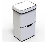 Kitchen Move Poubelle de cuisine automatique NARVIK 75 L – Tri sélectif double, blanc + poubelle 3 L