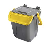 Poubelle de tri gris avec porte basculante jaune - modèle "Ecology" - 25 litres - Mobil Plastic