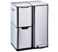 Kitchen Move Poubelle de cuisine HAJA 60 L – tri sélectif à pédale, acier inox avec seaux
