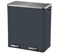 Kitchen Move Poubelle de cuisine à pédale MAJOR – Tri sélectif 60L (2×30L) acier Inox Gris mat
