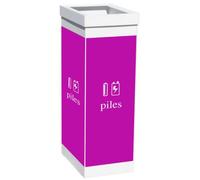 Poubelle de tri pour collecte de piles et batteries 60 litres - Blanc